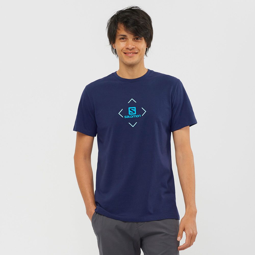 Camisetas Salomon Hombre Azul Marino - Salomon Argentina SALOMON COTTON M,618497-PHQ